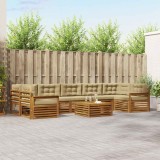 vidaXL Set de canapele de exterior cu pernă 8 pcs Natural și Bej 3373168
