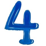 Balon Petrecere Metalizat Albastru Forma 4, 70 cm, Folie, CMCLASS