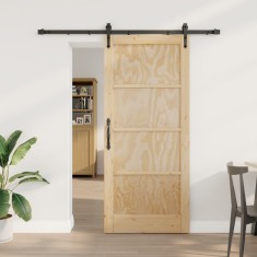 Ușă glisantă vidaXL cu set hardware 78x202 cm Lemn masiv Pin foto