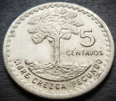 Moneda exotica 5 CENTAVOS - GUATEMALA, anul 1976 * cod 1958 = UNC luciu batere foto