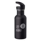Sticlă Apă Inox, Life is a Journey, Negru Mat, Capacitate 0,5L, Oem