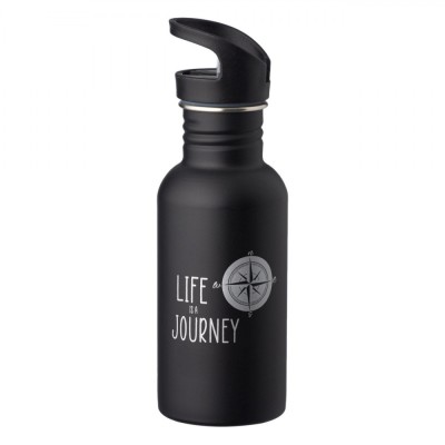 Sticlă Apă Inox, Life is a Journey, Negru Mat, Capacitate 0,5L foto