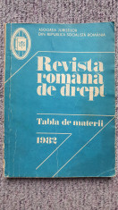 Revista Romana de Drept, tabla de materii 1982, 190 pagini foto