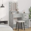 Masă de toaletă cu lumini LED, gri beton, 50x41x135 cm