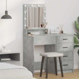 Masă de toaletă cu lumini LED, gri beton, 50x41x135 cm