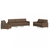 Cumpara ieftin Set de canapele, 3 piese, maro, textil
