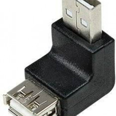 Adaptor USB 2.0 A soclu mama - USB A mufa tata in unghi LOGILINK