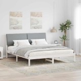 Cumpara ieftin Cadru de pat Alb si gri deschis 200 x 200 cm Lemn masiv de pin