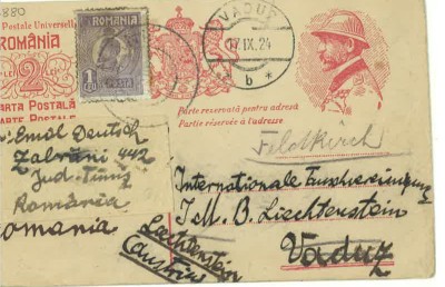 Carte poștală circulată 1924 foto
