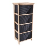 Corp Mobilier Mdf Cu 4 Coșuri M&acirc;nere Metalice 86&times;37,5&times;27,5 Cm &ndash; Negru | Mobilier Depozitare Baie