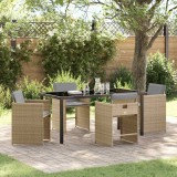 Cumpara ieftin Set de masă pentru grădină cu pernă 5 pcs Bej Rattan poli