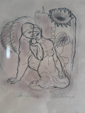Cumpara ieftin Desen in tus Indragostitii semnat Marcel Chirnoaga 24x30 cm, Scene gen, Cerneala, Realism