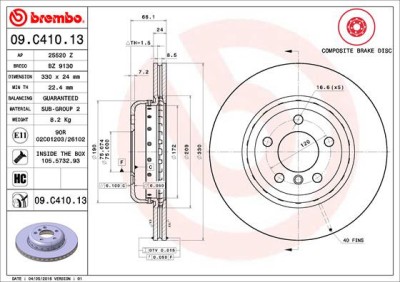 BREMBO 09.C410.13 PRIME LINE - Composite Disc frana foto
