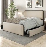 Cumpara ieftin Pat Vida 160x200 cu 4 Sertare si Saltea Wolke Arcuri Pocket Memory Gel Bej