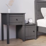 Cumpara ieftin Noptieră, gri, 79,5x38x65,5 cm, lemn masiv de pin