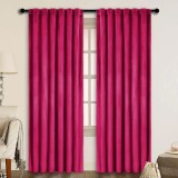 Set draperii din catifea cu rejansa transparenta cu ate pentru galerie, Madison, 250x240 cm, densitate 700 g/ml, Magenta, 2 buc