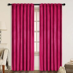 Draperie din catifea cu rejansa transparenta cu ate pentru galerie, Madison, 150x270 cm, densitate 700 g/ml, Magenta, 1 buc
