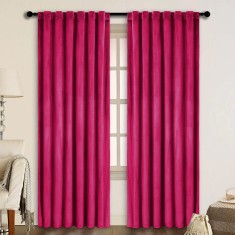 Draperie din catifea cu rejansa transparenta cu ate pentru galerie, Madison, 150x240 cm, densitate 700 g/ml, Magenta, 1 buc