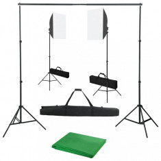 vidaXL Kit studio foto cu lumini softbox ?i fundal foto