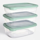 Set de 3 Cutii Transparente 2L cu Capac Verde Menta, CMCLASS