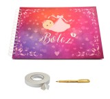 Album foto / Guestbook pentru botez Girls, A4 landscape, pix inclus, accesoriu nunta