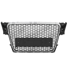 Grila masca fata AUDI A4/S4 (B8), 11.2007-10.2011,cu 2 gauri pentru Senzori de parcare (PDC); cromat, Negru stralucitor; fara emblema