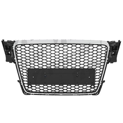 Grila masca fata AUDI A4/S4 (B8), 11.2007-10.2011,cu 2 gauri pentru Senzori de parcare (PDC); cromat, Negru stralucitor; fara emblema foto