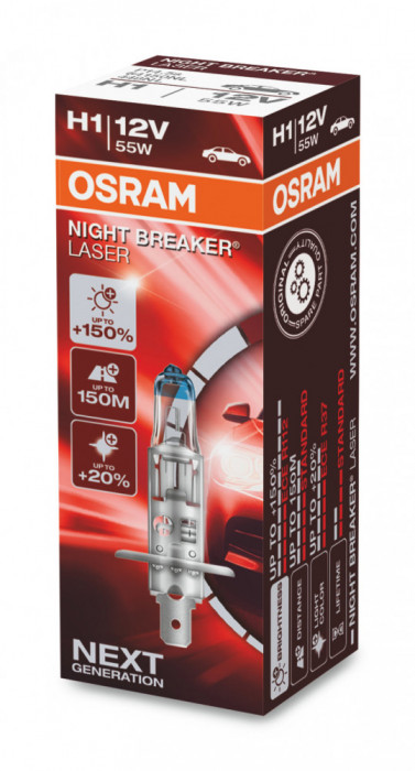 Set Becuri H1 Osram Night Breaker Laser 150, 2 buc