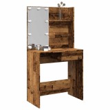 VidaXL Masa de toaleta cu LED lemn vechi 74,5x40x141 cm
