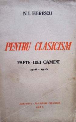 N. I. Herescu - Pentru clasicism (1937) foto
