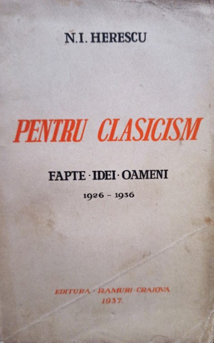 N. I. Herescu - Pentru clasicism (1937)