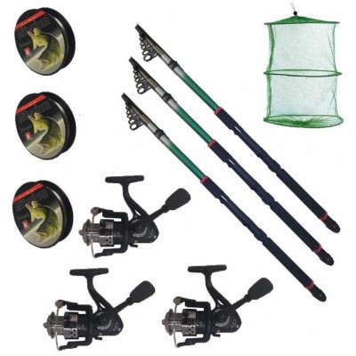 Set pescuit sportiv cu lanseta EastShark de 2.7m, 3 mulinete CFC2000, 3 fire si juvelnic cu 3 inele foto