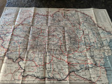 Harta Romania Mare,rutiera,uriasa, 50x65 cm, Kraft Drotlef,Sibiu, stare perfecta