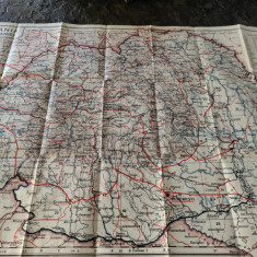 Harta Romania Mare,rutiera,uriasa, 50x65 cm, Kraft Drotlef,Sibiu, stare perfecta