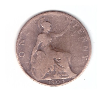 Moneda Marea Britanie 1 penny 1904, stare relativ buna, curata foto