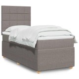 VidaXL Pat box spring cu saltea, gri taupe, 100x200 cm, textil