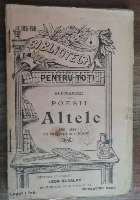 myh 622 - Biblioteca pt toti - 189 - 1901 - V Alecsandri - Poesii - Altele foto