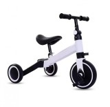 Bicicleta de echilibru, functie de tricicleta cu pedale plaibile, reglabil si pliabil, otel si plastic, negru/alb, Oem