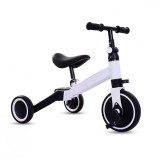 Bicicleta de echilibru, functie de tricicleta cu pedale plaibile, reglabil si pliabil, otel si plastic, negru/alb