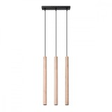 Lampă Suspendată Pastelo Lemn Oțel/Lemn 3 Becuri Tub Modern De Interior