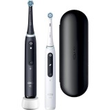 Set 2 periute de dinti electrice Oral-B iO5, 5 programe, 2 capete, Alb/Negru