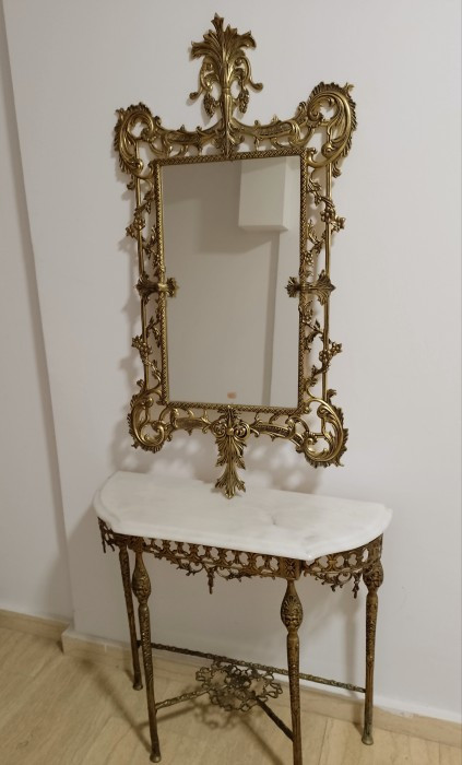 Superbă consola cu oglinda in stil francez din bronz masiv