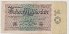 10 MILIARDE MARCI GERMANIA SEPTEMBRIE 1923/VF SPRE UNC foto