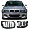 Grila Dubla BMW E46 Facelift (2001-2005) Negru Lucios M Look - Sedan Touring