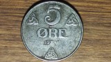Norvegia - moneda ocupatie Germania nazista WWII - 5 ore 1941 fier - raruta si greu de gasit !