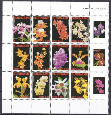 Surinam 2007 flori orhidee MI 2090-2101 kleib. MNH foto