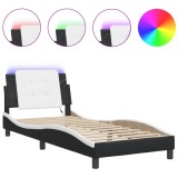 Cumpara ieftin Cadru de pat cu LED fara saltea Zadar negru/alb 80x200 cm
