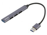 Hub USB 4 porturi USB A 2.0/3.1 gri