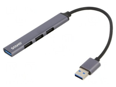 Hub USB 4 porturi USB A 2.0/3.1 gri foto
