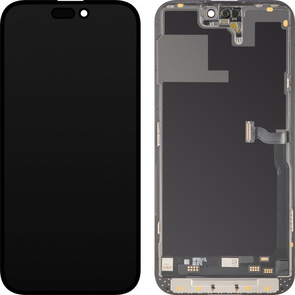 Display cu Touchscreen MP compatibil cu Apple iPhone 14 Pro Max, cu Rama, Versiune Soft OLED IC Movable 120Hz FHD, Negru